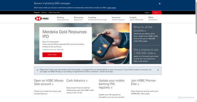 Security scan screenshot of https://hsbc.com.hk