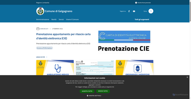 Security scan screenshot of https://www.comune.galgagnano.lo.it/it