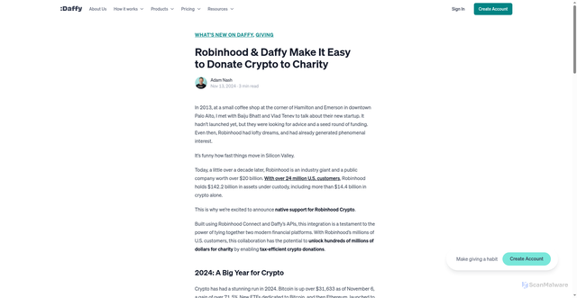 Security scan screenshot of https://www.daffy.org/resources/robinhood