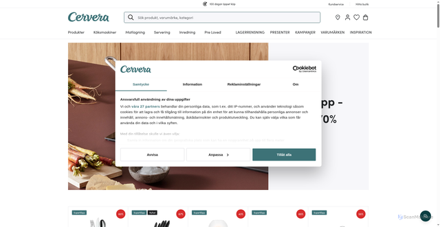 Security scan screenshot of https://cervera.se