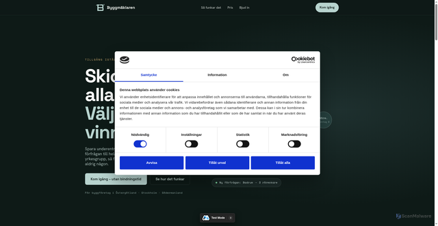 Security scan screenshot of https://byggmaklaren.se