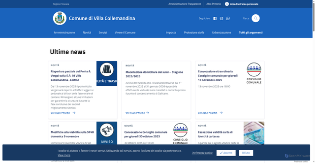 Security scan screenshot of https://comune.villacollemandina.lu.it/