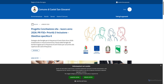Security scan screenshot of https://www.comune.castelsangiovanni.pc.it/