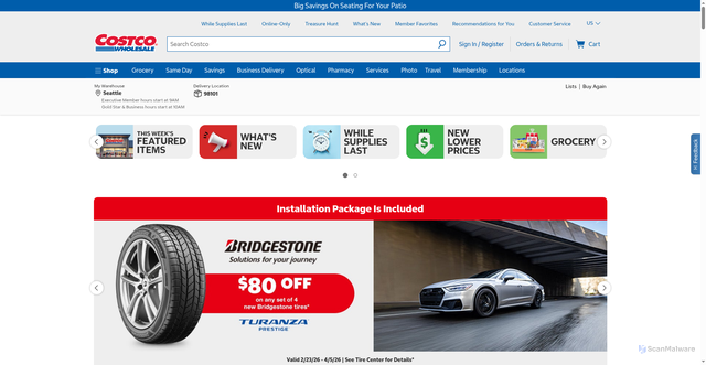 Security scan screenshot of https://www.costco.com