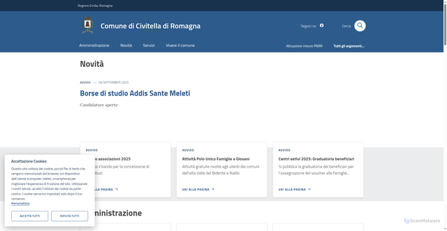 Security scan screenshot of https://www.comune.civitella-di-romagna.fc.it/