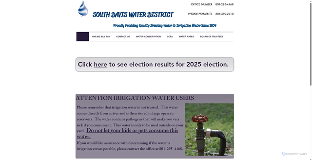 Security scan screenshot of https://www.southdaviswater.gov/
