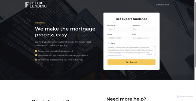 Security scan screenshot of https://futurelending.secure-engine.com/get-started-purchase