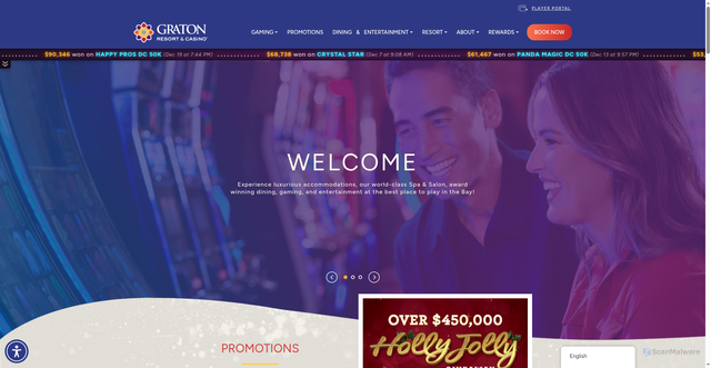 Security scan screenshot of https://www.gratonresortcasino.com/