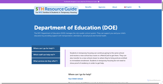 Security scan screenshot of https://sth.cityofnewyork.us/doe/