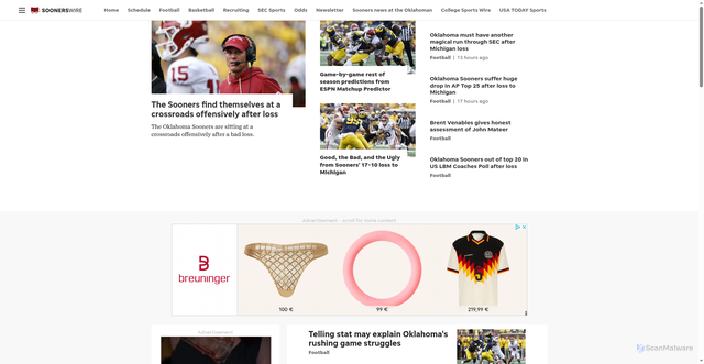 Security scan screenshot of https://soonerswire.usatoday.com