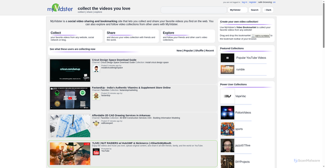 Security scan screenshot of https://myvidster.com