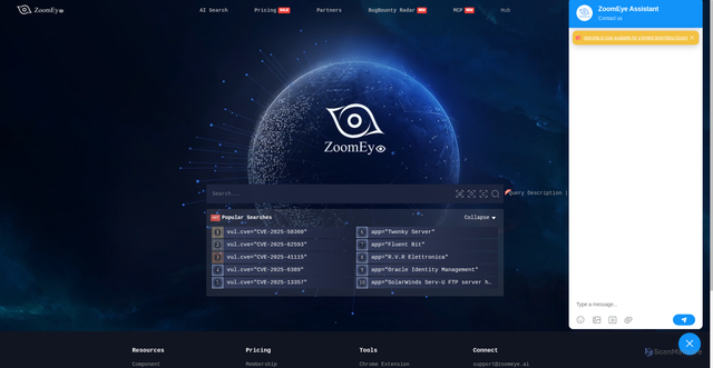 Security scan screenshot of https://www.zoomeye.ai/