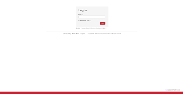 Security scan screenshot of https://login2.globalrelay.com