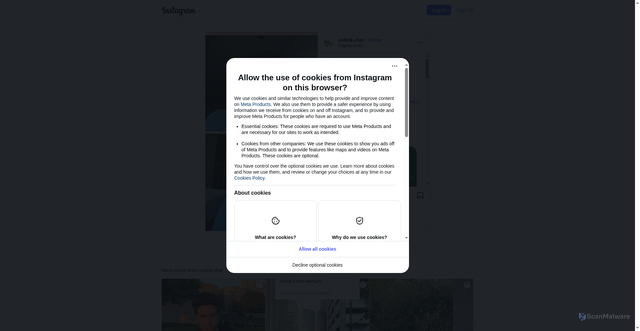 Security scan screenshot of https://www.instagram.com/reel/DQ2tN-KE2Dg/?igsh=Zjl4dm02NjM4YTZ5