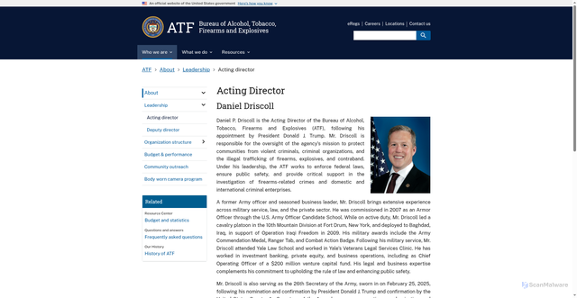 Security scan screenshot of https://www.atf.gov/about/leadership/acting-director