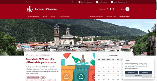 Security scan screenshot of https://www.comune.venasca.cn.it/
