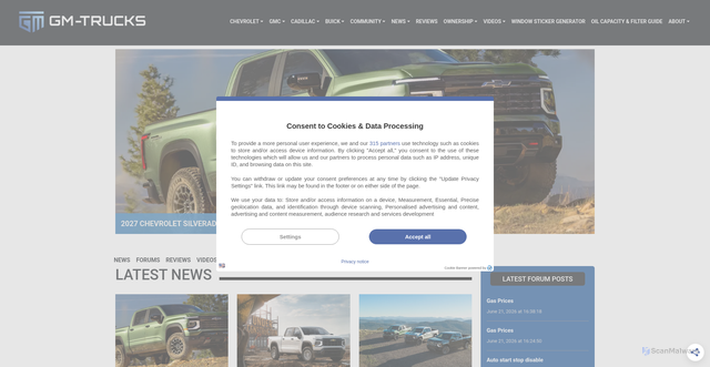 Security scan screenshot of https://www.gm-trucks.com