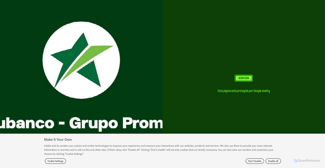 Security scan screenshot of https://new.express.adobe.com/webpage/9OuYAtlagBomW