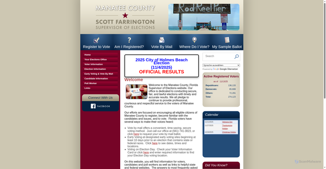Security scan screenshot of https://www.votemanatee.gov/