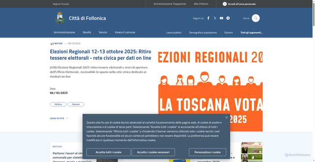 Security scan screenshot of https://www.comune.follonica.gr.it/