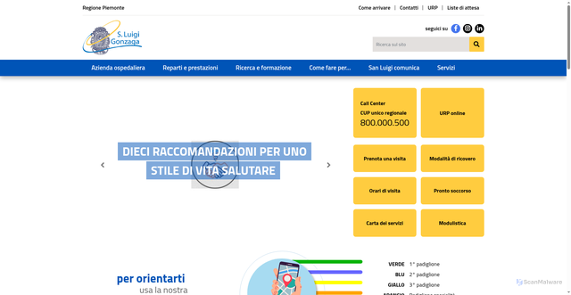 Security scan screenshot of https://www.sanluigi.piemonte.it/