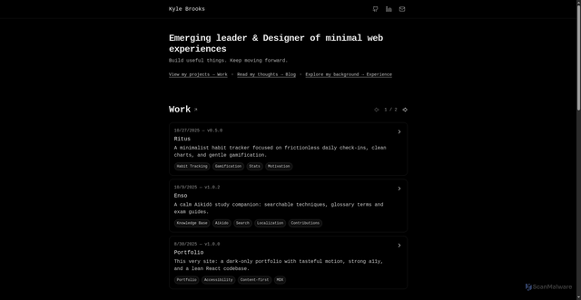 Security scan screenshot of https://itskylebrooks.tech/