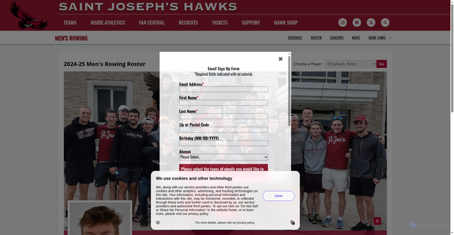 Security scan screenshot of https://sjuhawks.com/sports/mens-rowing/roster/kevin--o-sullivan/9599