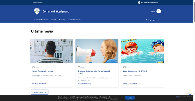 Security scan screenshot of https://www.comune.appignano.mc.it/