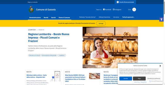 Security scan screenshot of https://comune.gussola.cr.it/