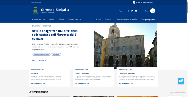 Security scan screenshot of https://www.comune.senigallia.an.it/