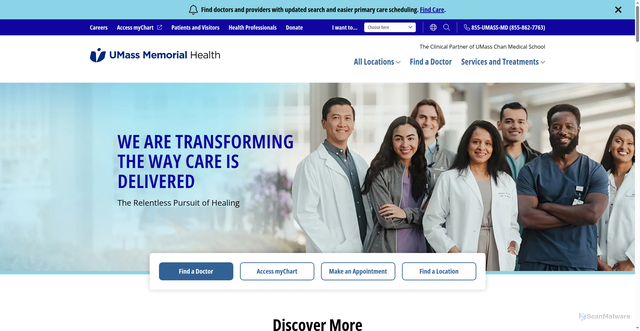 Security scan screenshot of https://umassmemorialhealthcare.org