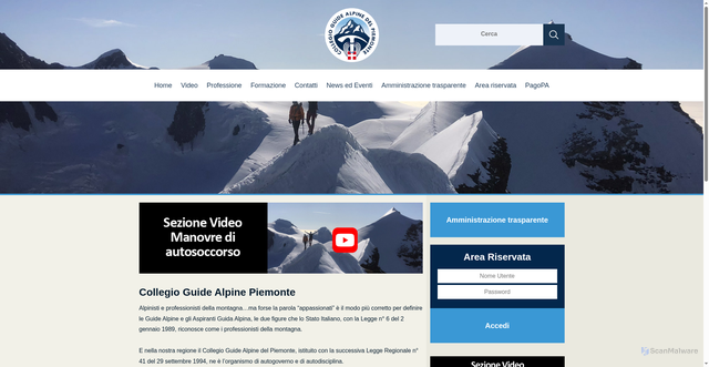 Security scan screenshot of https://www.guidealpinepiemonte.it/it/home