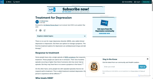 Security scan screenshot of https://depression.mental-health-community.com/treatment