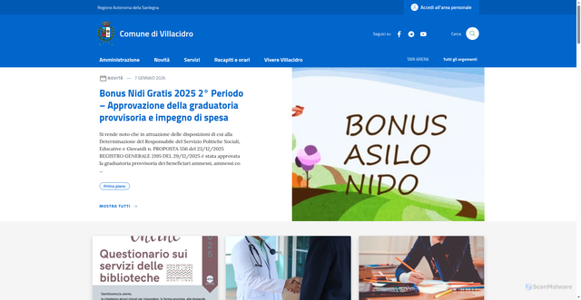 Security scan screenshot of https://www.comune.villacidro.su.it/