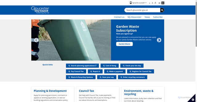 Security scan screenshot of http://www.gloucester.gov.uk