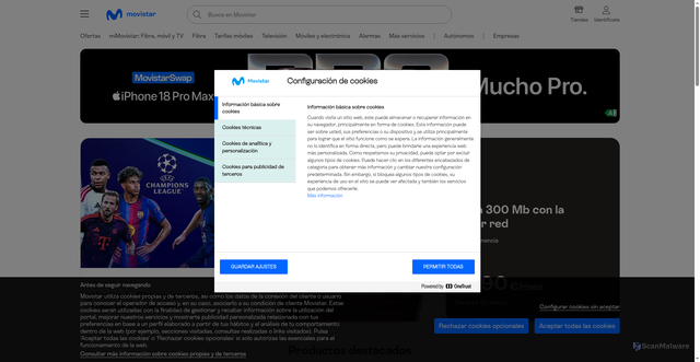 Security scan screenshot of https://movistar.es