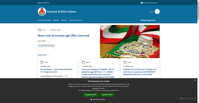 Security scan screenshot of https://www.comune.ostravetere.an.it/it