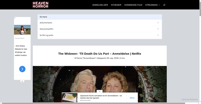 Security scan screenshot of https://www.heavenofhorror.dk/anmeldelse/the-widower-til-death-do-us-part-netflix/