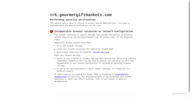 Security scan screenshot of https://trk.gourmetgiftbaskets.com