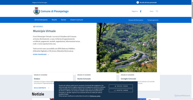 Security scan screenshot of https://www.comune.pievepelago.mo.it/