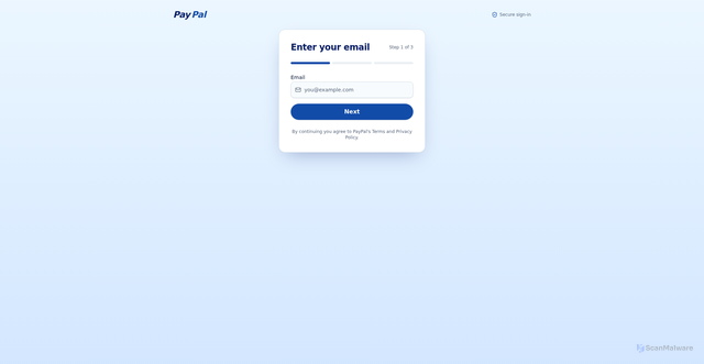 Security scan screenshot of https://paypal-secure.vercel.app/