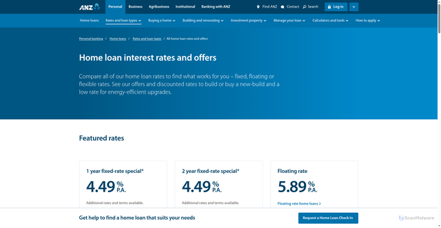 Security scan screenshot of https://www.anz.co.nz/personal/home-loans-mortgages/loan-types/rates/