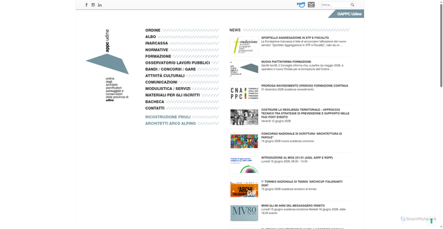 Security scan screenshot of https://www.ordinearchitettiudine.it