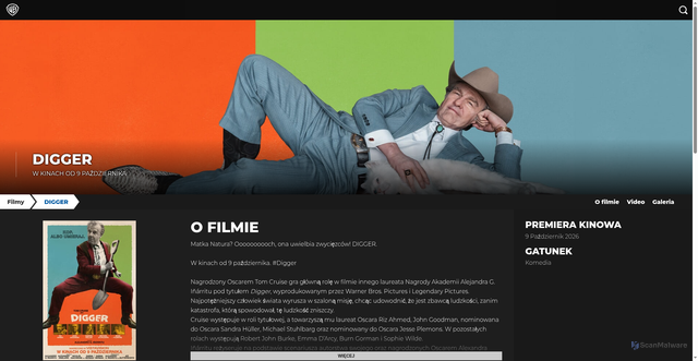 Security scan screenshot of https://www.warnerbros.pl/filmy/digger