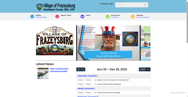 Security scan screenshot of https://frazeysburg.gov/