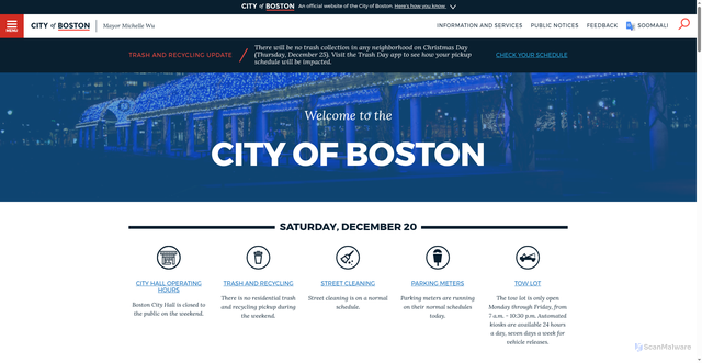 Security scan screenshot of https://www.boston.gov/