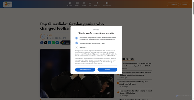 Security scan screenshot of https://test.citizen.digital/article/pep-guardiola-catalan-genius-who-changed-football-n383023