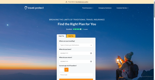Security scan screenshot of https://travelprotect.au