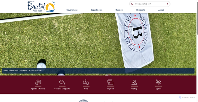 Security scan screenshot of https://bristolri.gov/