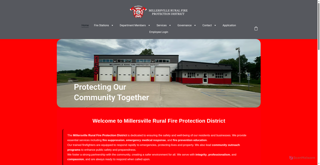 Security scan screenshot of https://millersvillefiremo.gov/